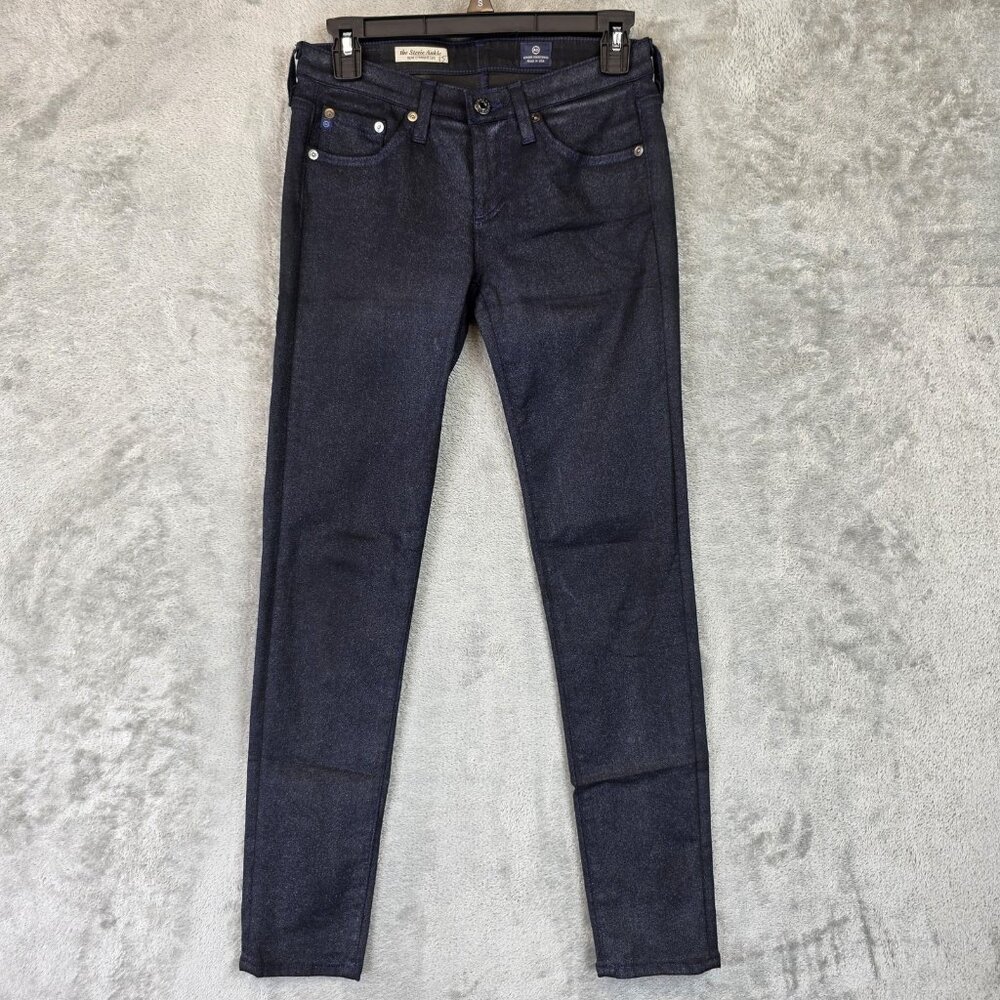 AG Adriano Goldschmied Jeans Womens 26R Blue Coated Stevie Ankle Slim Straight - Picture 1 of 15